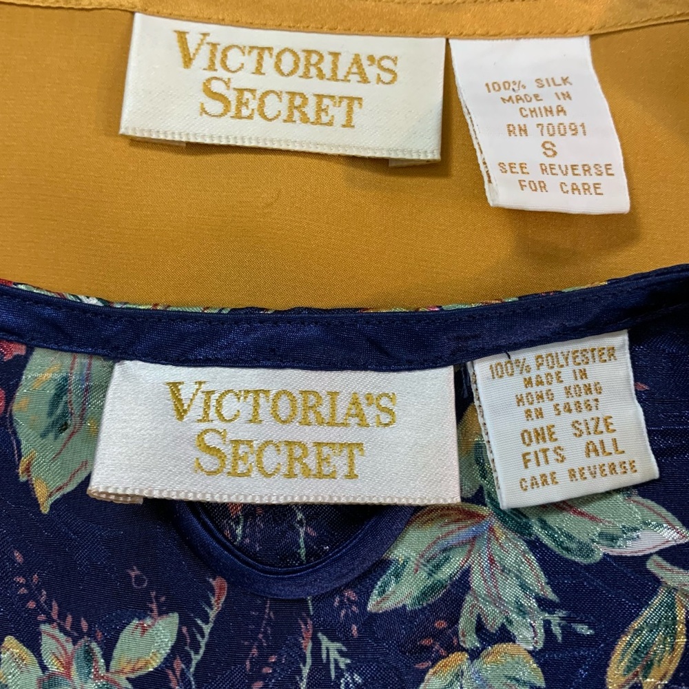 4 Piece LOT Vintage VICTORIAS SECRET Colorful SATIN & LACE Short NIGHTIE Robe - Picture 5 of 5